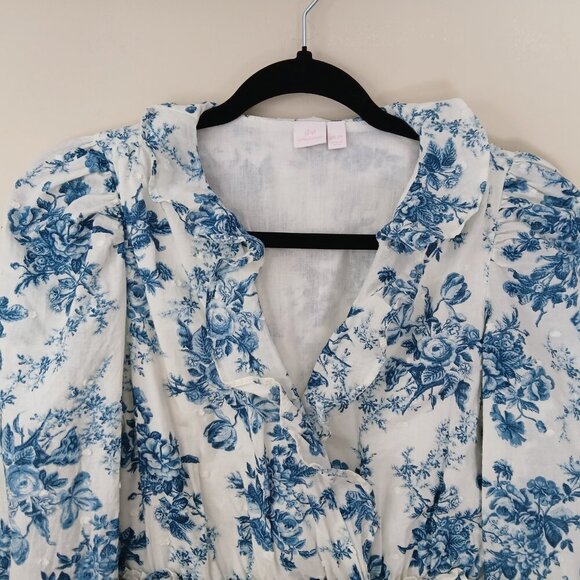 Gap x Love Shack Fancy Floral Mini Dress Blue White Size XS - Picture 6 of 9